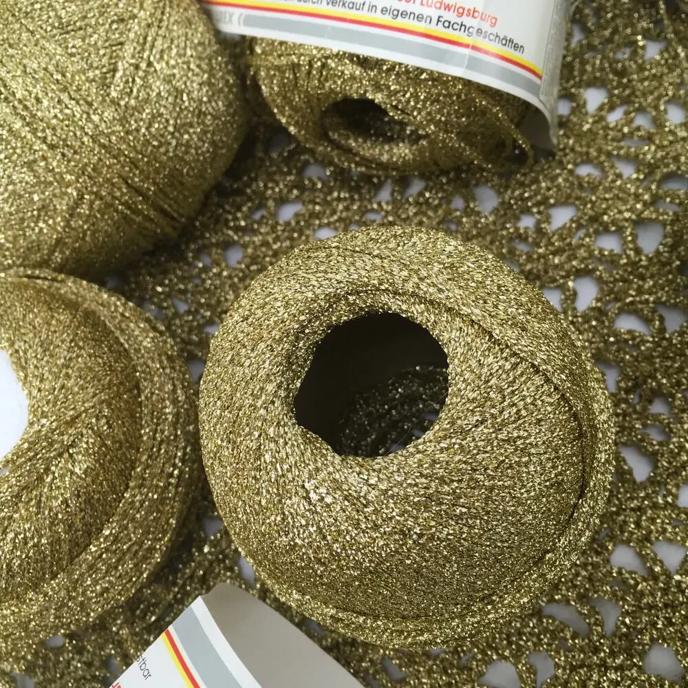 Wolle Rodel Lame-Metallise Lurex Yarn Gold Metallic Shimmer 25g WIP Bundle